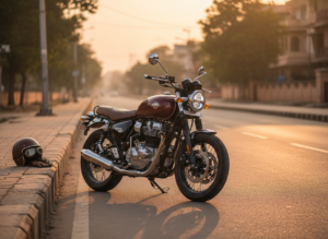 Honda CB350 श्रेणीतील retro motorcycle चे प्रातिनिधिक चित्र