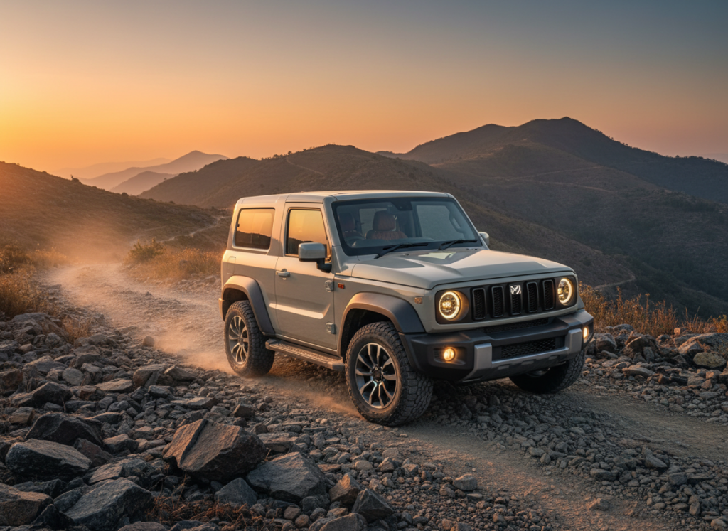नव्या generation च्या rugged three-door off-road SUV चे प्रातिनिधिक चित्र